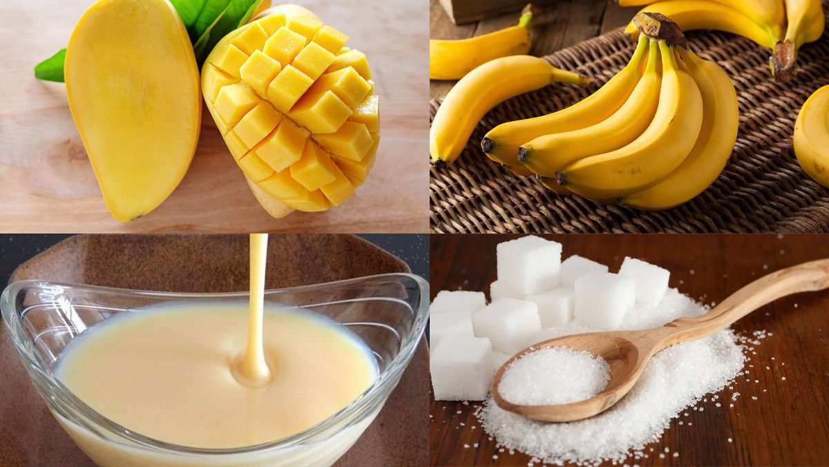 Ingredients for banana smoothie