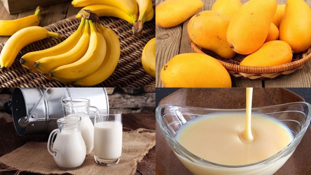 Ingredients for banana smoothie