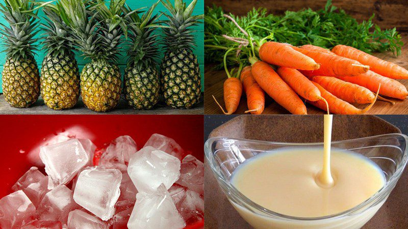 Ingredients for pineapple carrot smoothie