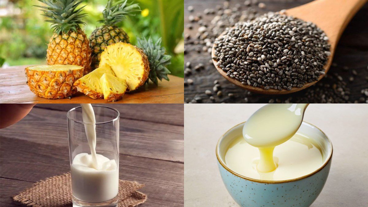 Ingredients for pineapple smoothie