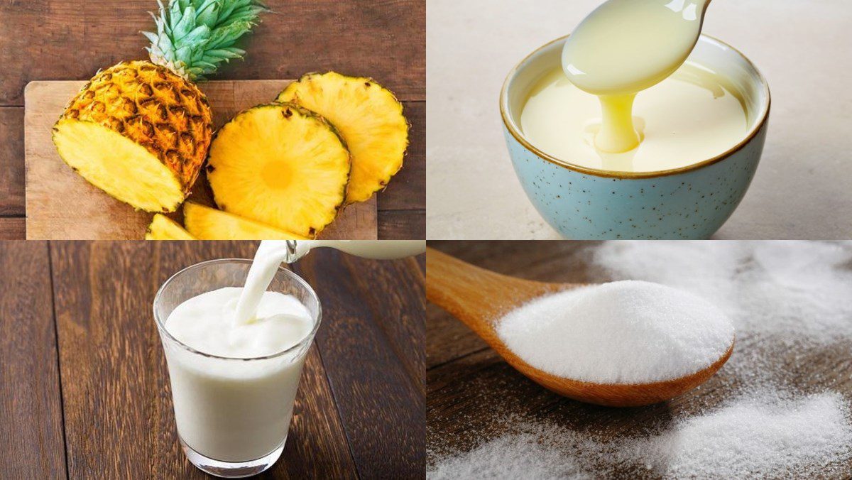 Ingredients for pineapple smoothie (thơm)