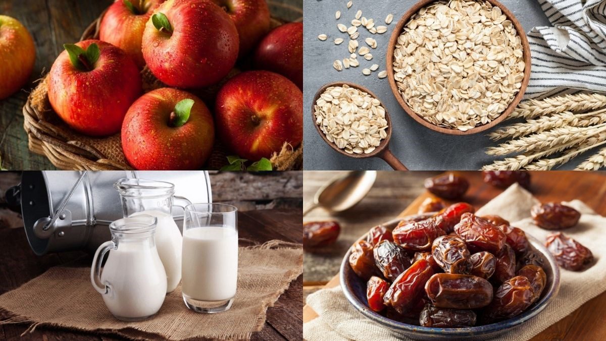 Ingredients for apple oatmeal smoothie