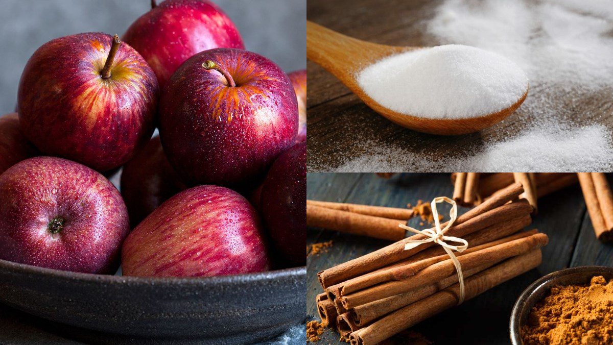 Ingredients for red apple syrup dish