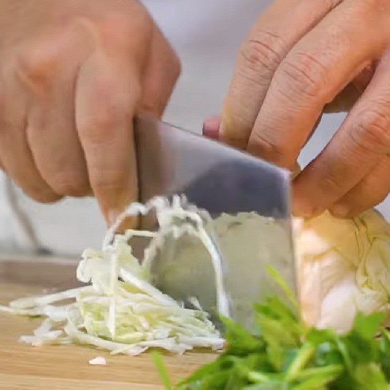 Step 3 Prepare cabbage and water spinach for Thanh Hoa shrimp pancakes