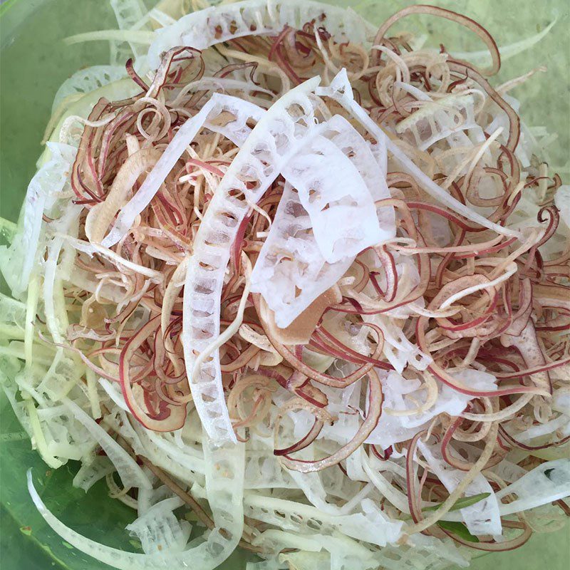 Step 2 Prepare banana flower and vegetables Chicken salad with banana flower