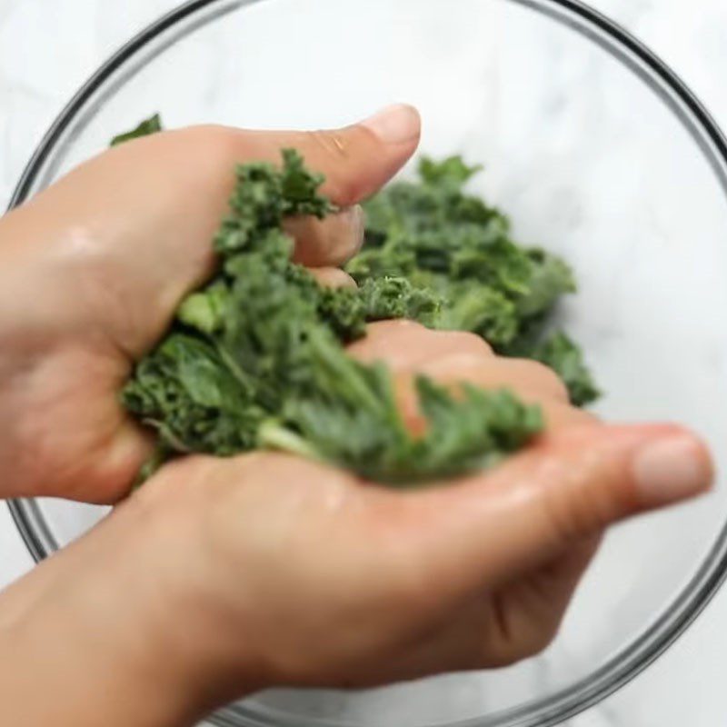 Step 1 Prepare the kale for Kale Salad with Cream Dressing
