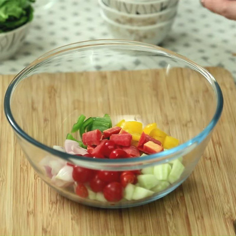 Step 1 Prepare the vegetables for Spinach Corn Salad