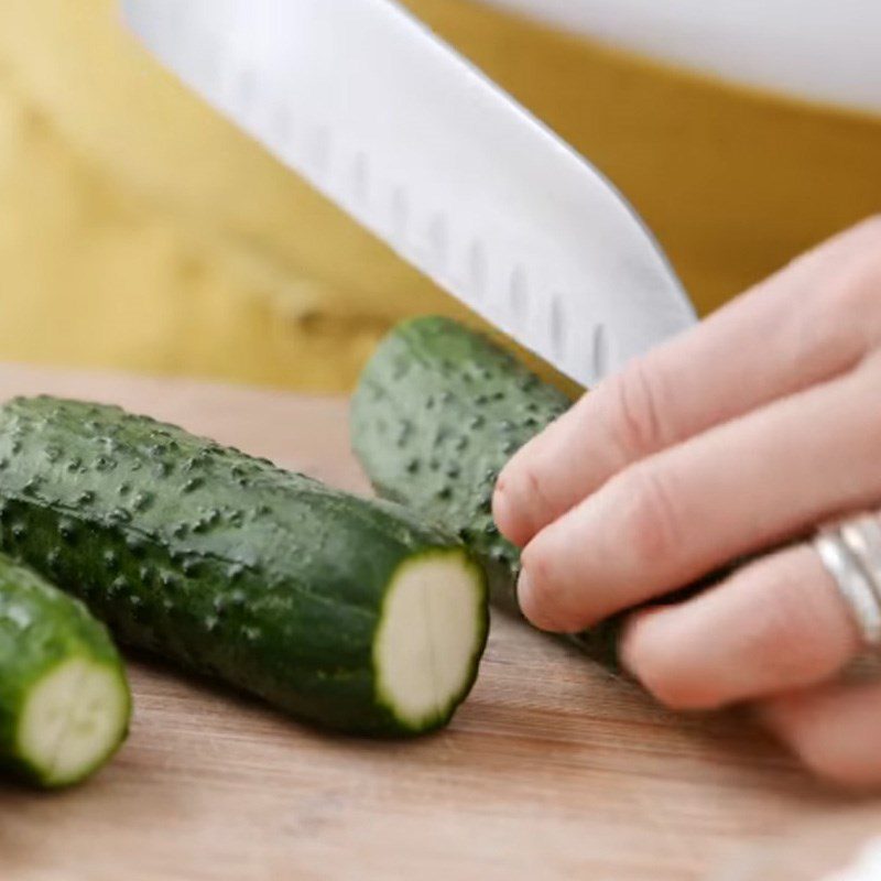 Step 1 Prepare the cucumber Cucumber salad with cream dressing