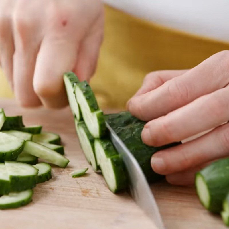 Step 1 Prepare the cucumber Cucumber salad with cream dressing