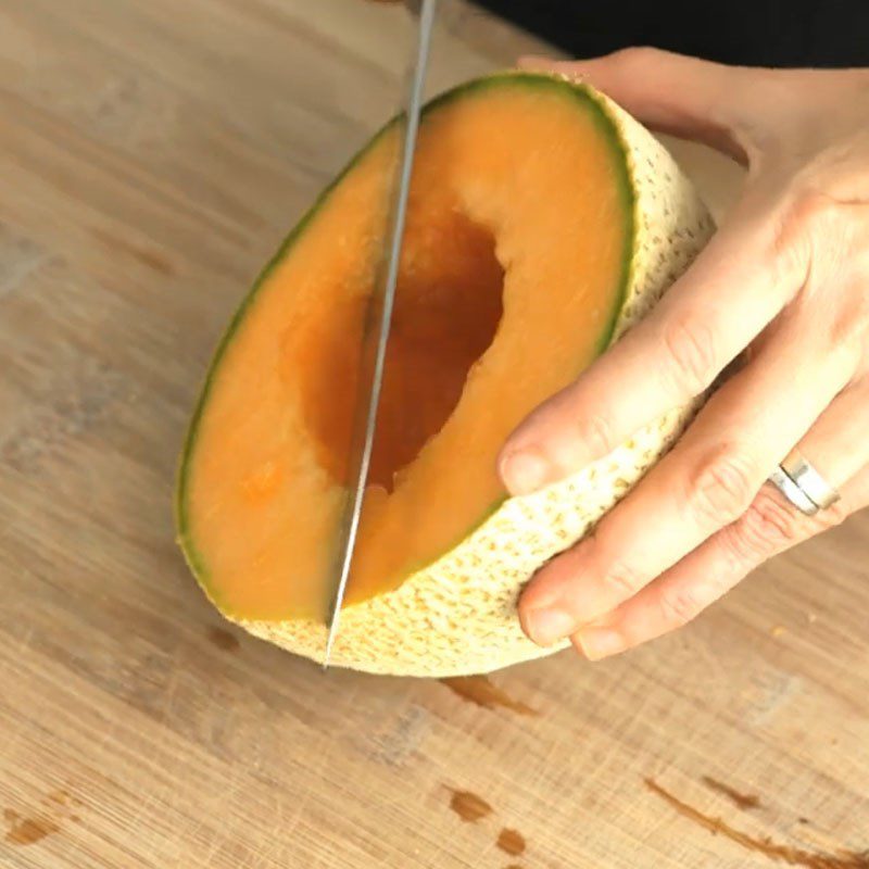 Step 1 Prepare the melon Melon Raspberry Salad