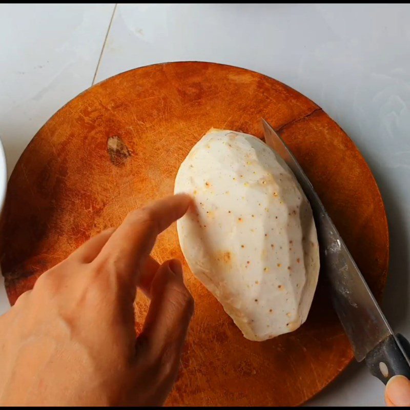 Step 2 Prepare the taro for Taro Sticky Rice with Pandan Leaves
