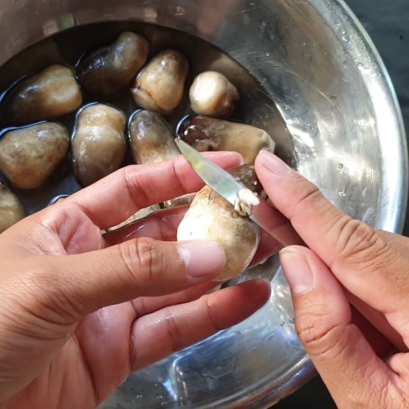 Step 1 Prepare straw mushrooms Stir-Fried Straw Mushrooms with Pickled Mustard Greens