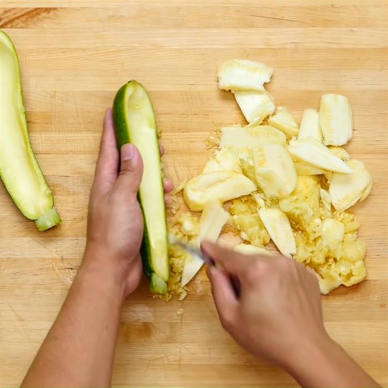 Step 1 Prepare the ingredients for Grilled Zucchini with Mushroom Cheese Filling