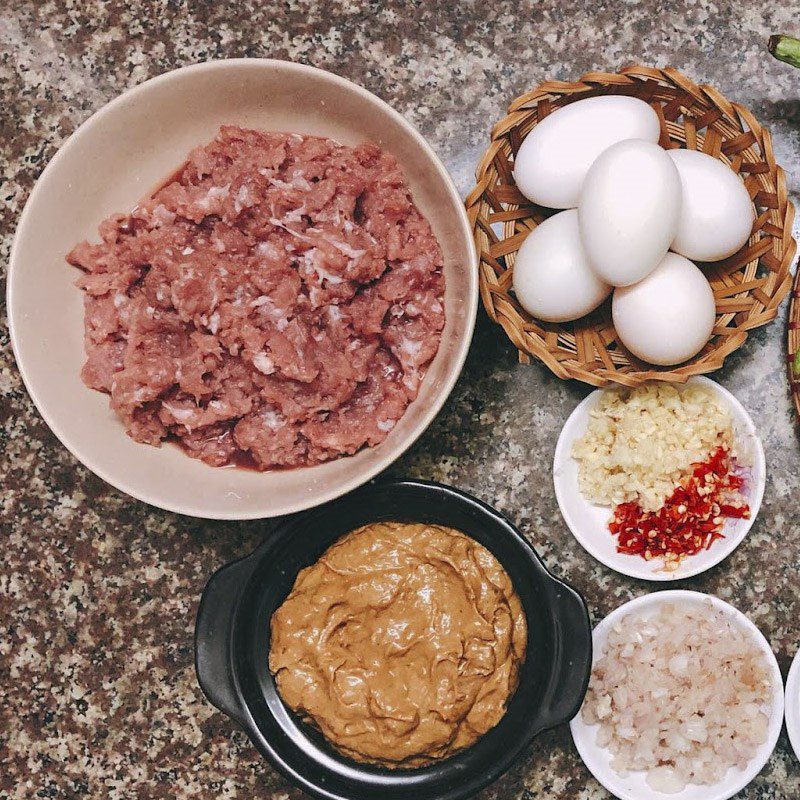 Step 1 Prepare the ingredients for Mắm chưng cá linh with lean meat and eggs