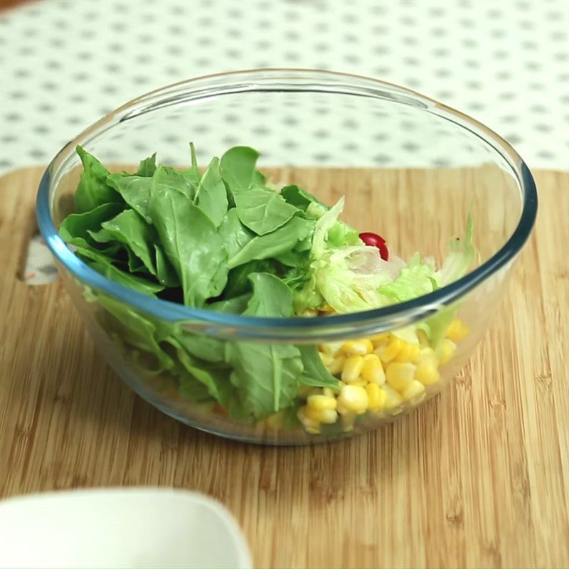 Step 2 Mix the vegetables for Spinach Corn Salad
