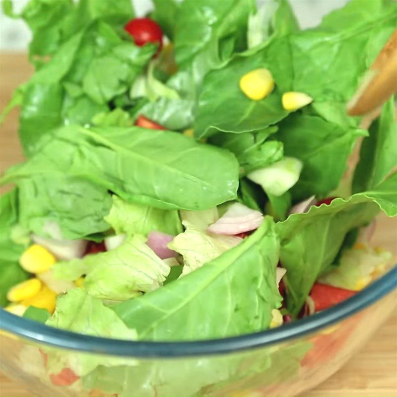 Step 2 Mix the vegetables for Spinach Corn Salad