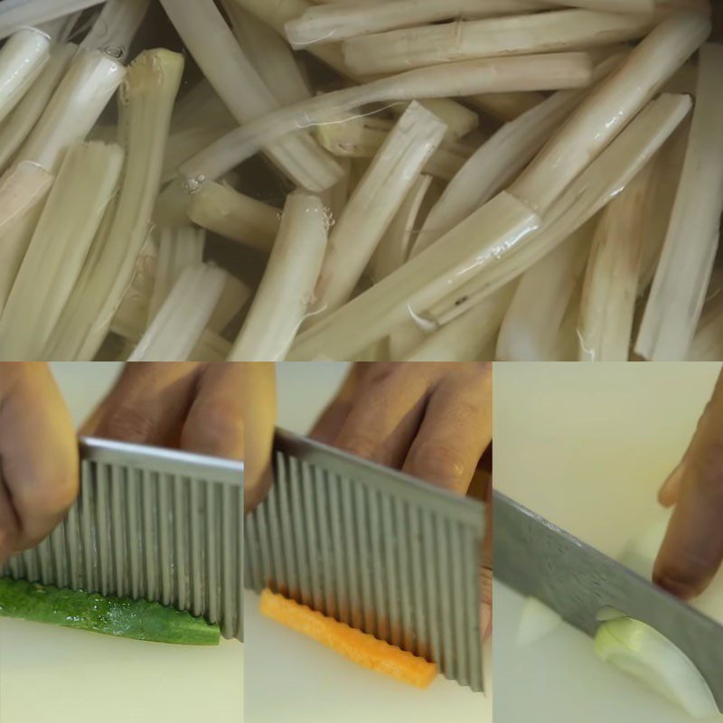 Step 2 Prepare vegetables for Lotus Stem Salad with Pork Ear