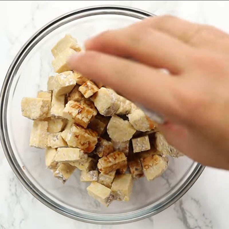 Step 2 Prepare the Tempeh for Kale Salad with Cream Dressing
