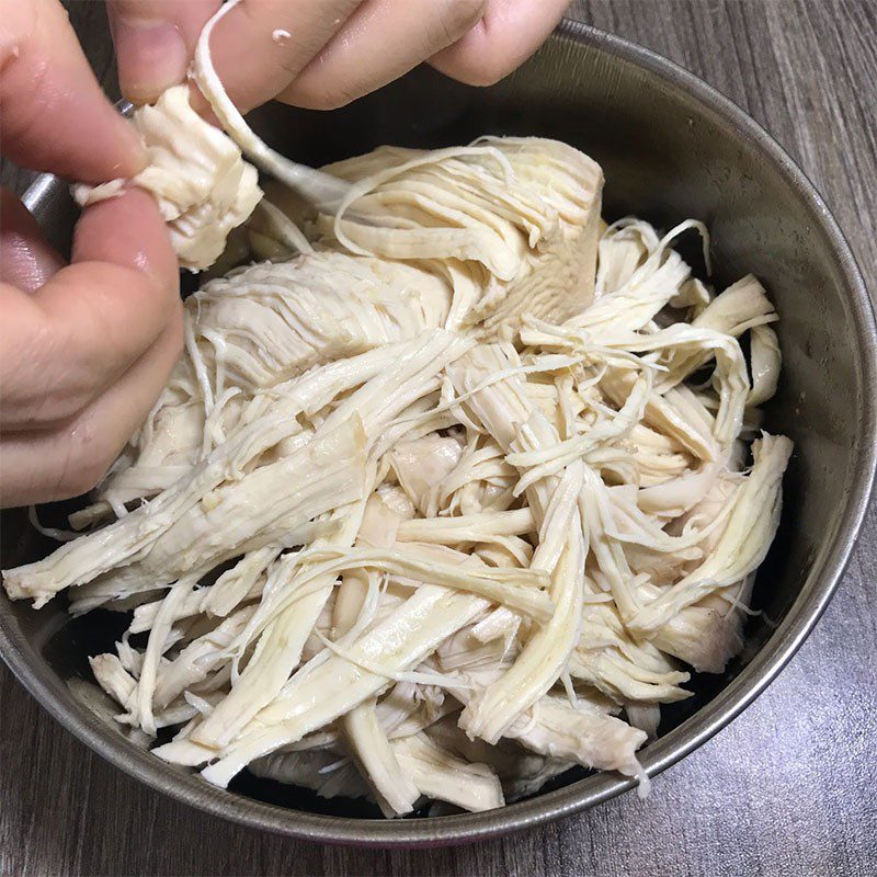 Step 1 Prepare the chicken for Chicken Salad with Banana Blossom