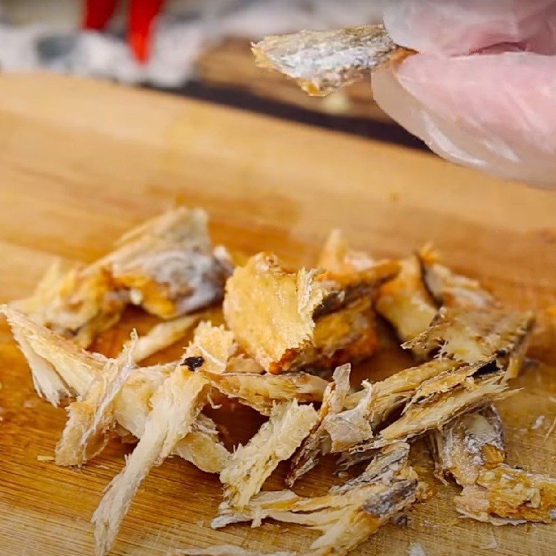 Step 1 Prepare dried shrimp and dried fish for Dried Shrimp Salad with Pickled Scallions