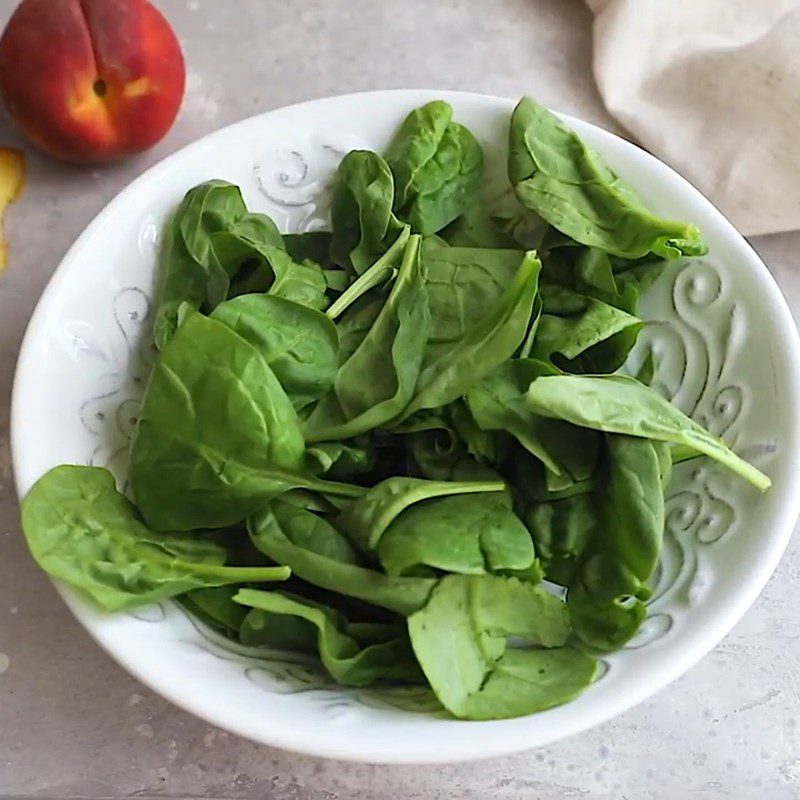 Step 3 Prepare the ingredients for Spinach Peach Salad