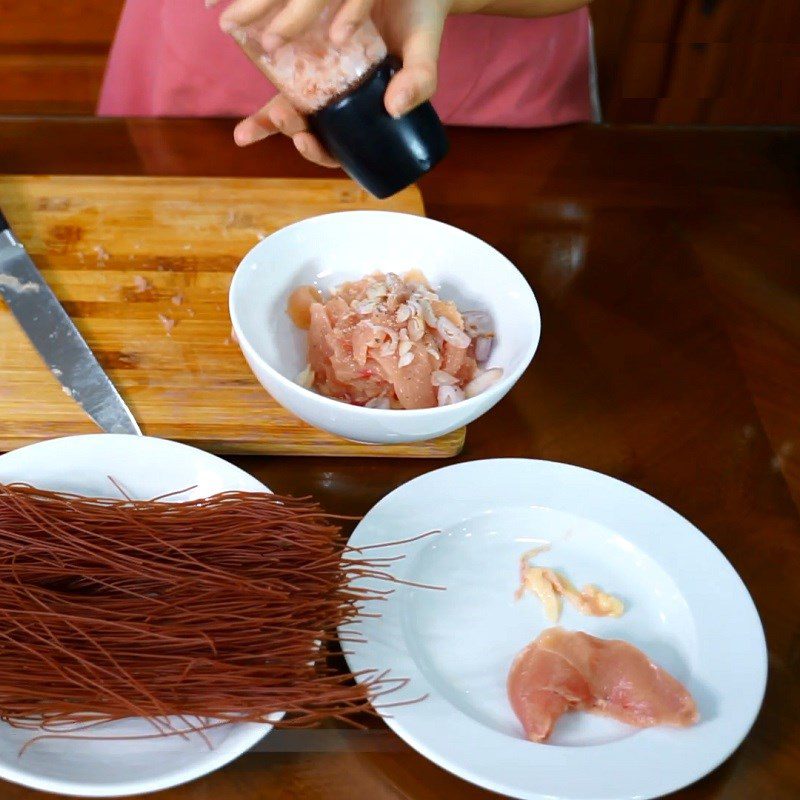 Step 1 Preprocessing chicken breast Brown rice noodle chicken breast