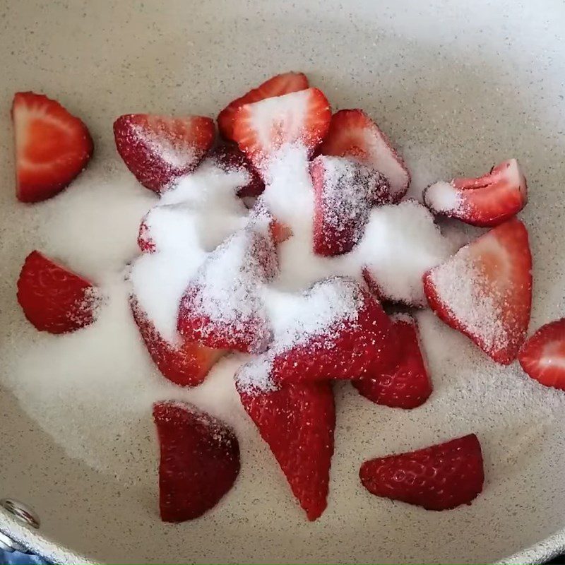 Step 1 Prepare and cook strawberry jam for Strawberry Cream Cheese Condensed Milk Ice Cream