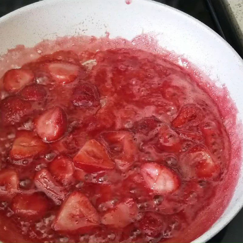 Step 1 Prepare and cook strawberry jam for Strawberry Cream Cheese Condensed Milk Ice Cream