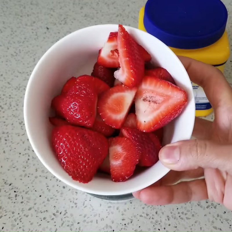 Step 1 Prepare and cook strawberry jam for Strawberry Cream Cheese Condensed Milk Ice Cream