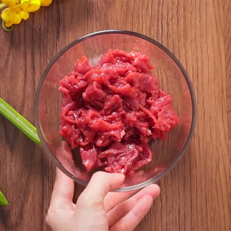 Step 1 Prepare and marinate beef Purple cabbage salad