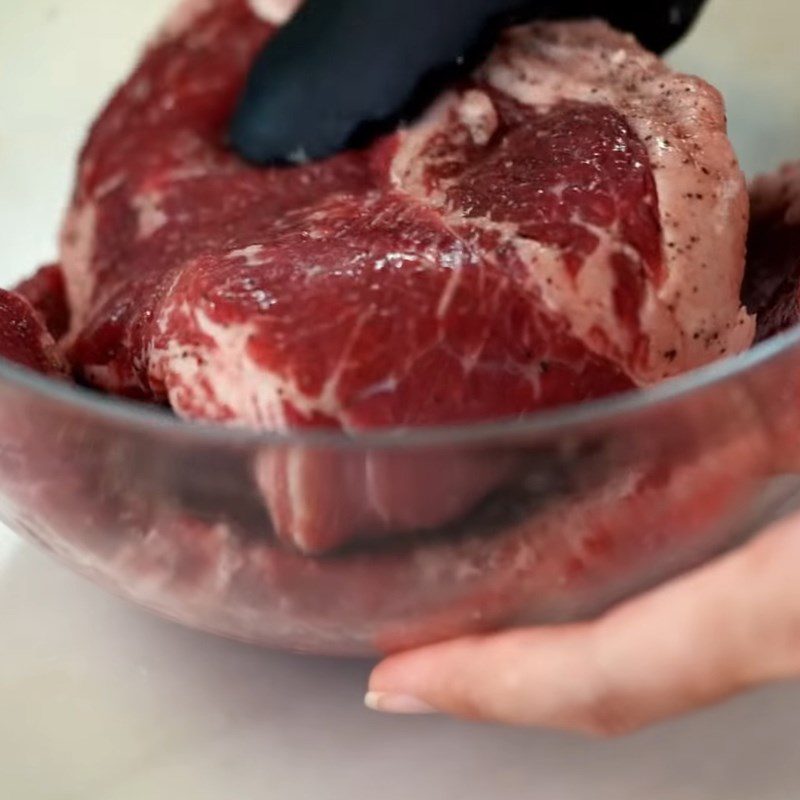Step 2 Prepare and marinate the beef for Grilled Beef Salad