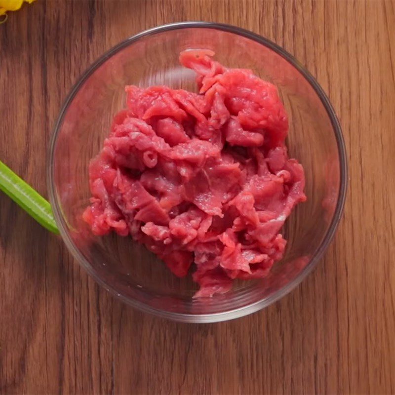Step 1 Prepare and marinate the beef for Purple Cabbage Beef Salad