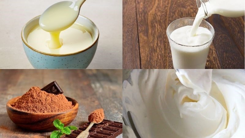 Ingredients for iced cocoa dish