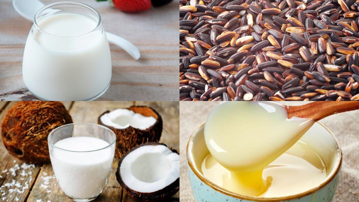 Ingredients for black sticky rice yogurt