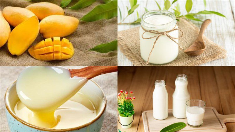 Ingredients for mango yogurt - yaourt xoai