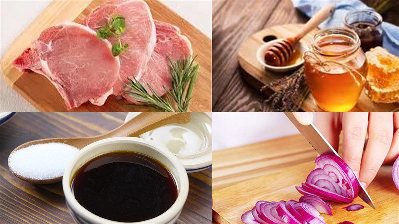 Ingredients for honey-fried pork chops