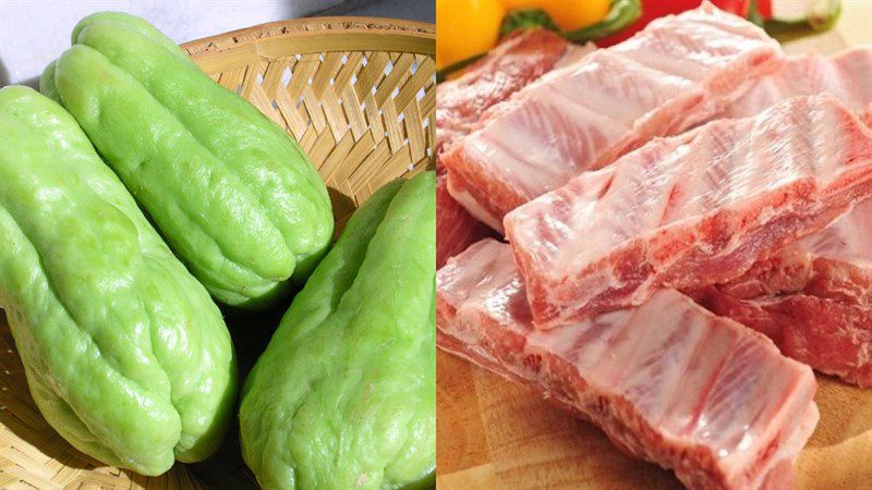 Ingredients for 3 ways to cook chay gourd soup