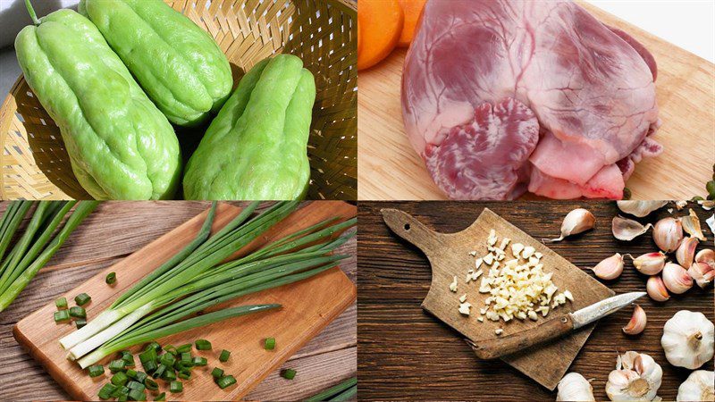 Ingredients for the dish 2 ways to make stir-fried chayote with meat