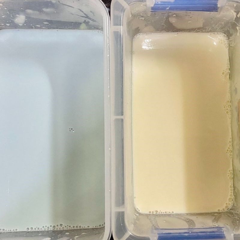 Step 2 Create colored khúc bạch Khúc bạch dessert without using whipping cream