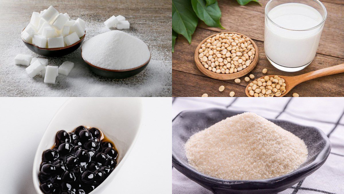 Ingredients for black sugar pearl tofu dish