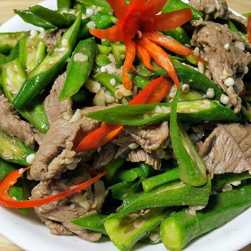 Step 5 Final product Stir-fried okra with beef