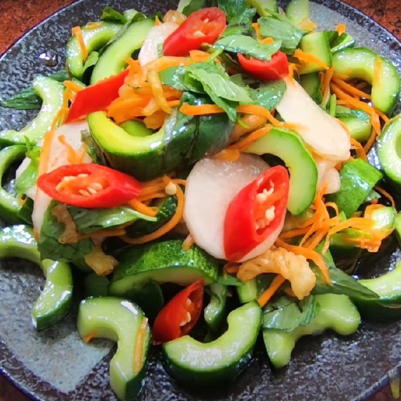 Step 4 Final product Dried shrimp salad with cucumber