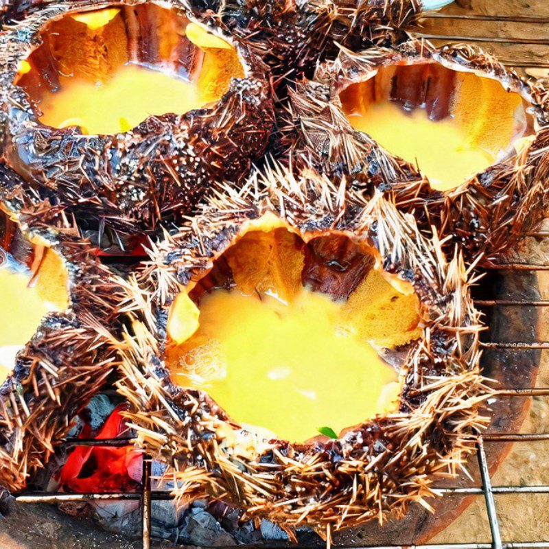 Step 4 Grilled Sea Urchin Grilled Sea Urchin with Scallion Oil
