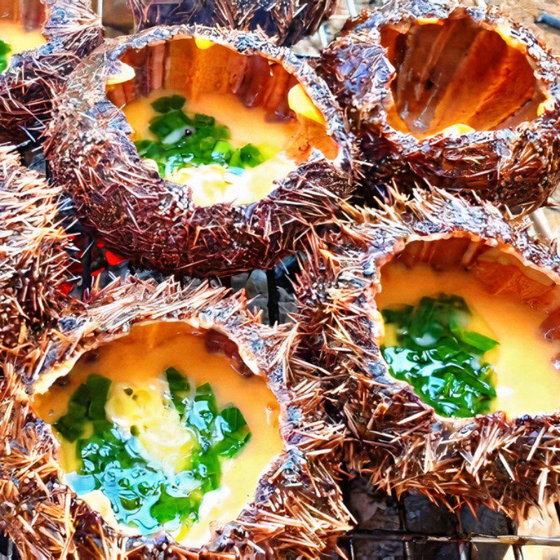 Step 4 Grilled Sea Urchin Grilled Sea Urchin with Scallion Oil