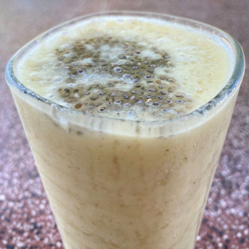 Step 4 Final Product Pineapple smoothie (fragrant) chia seeds