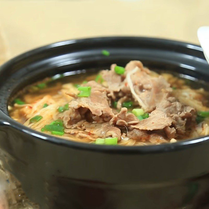 Step 4 Final product Enoki mushroom beef soup