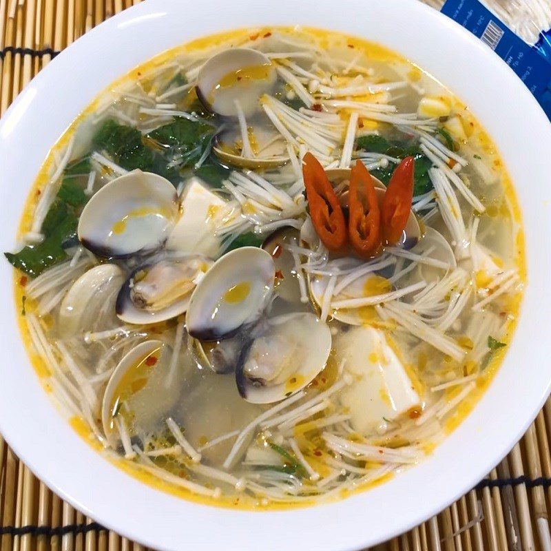 Step 4 Final Product Enoki Mushroom Clam Soup