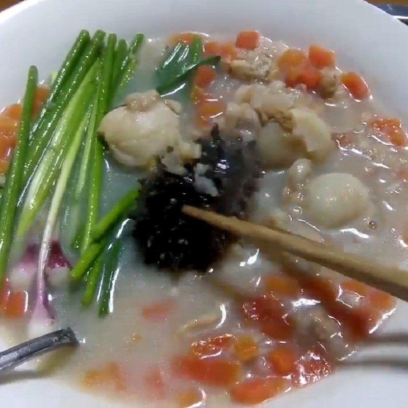 Step 6 Final product Sea cucumber scallop porridge