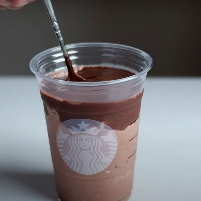 Step 4 Final Product Ice blended cocoa milk with lava sauce