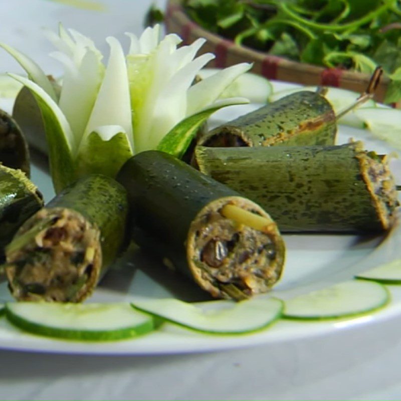 Step 5 Final product Snail paste steamed in bamboo tube